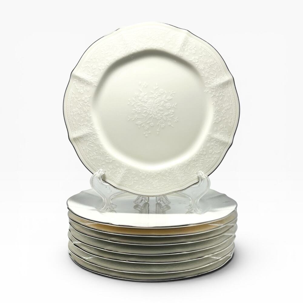 Noritake “Chandon, Platinum” Set of 8 Bone China Bread Plates 7”